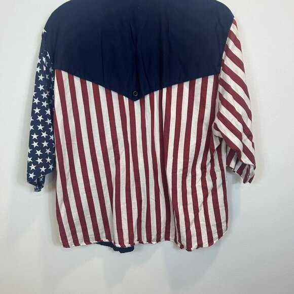 Vtg 80’s ROPER Sport Button Front Shirt Sz 17 Large American Flag Made In USA - Picture 8 of 10